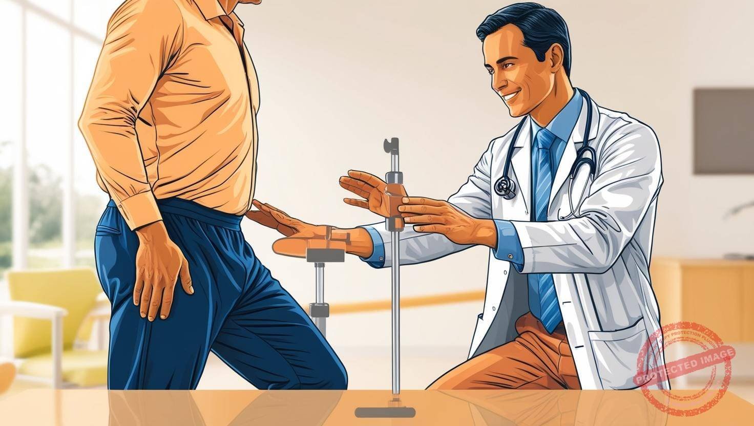 doctor help walking person