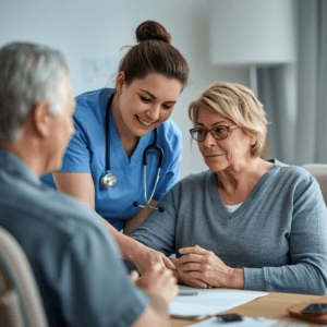 nurse talking with schizophrenic client